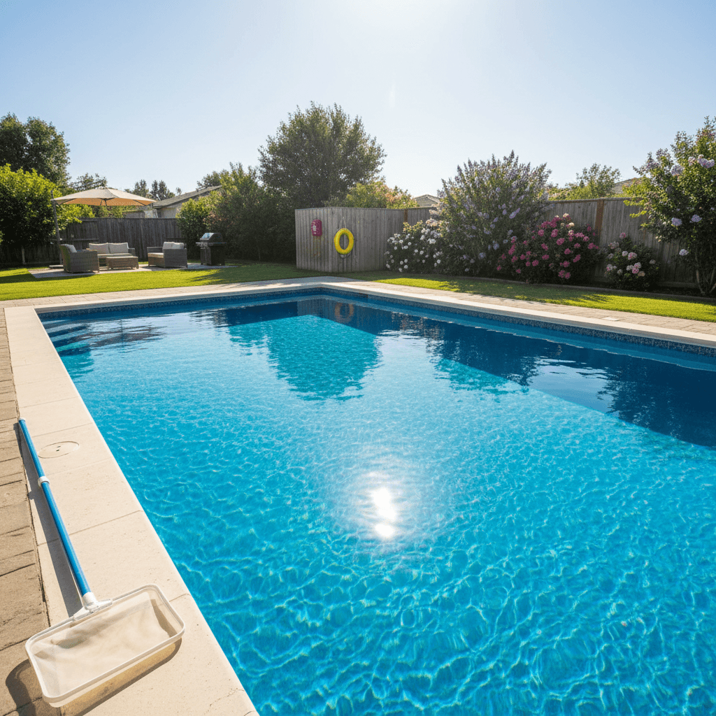 Clean and clear residential backyard pool